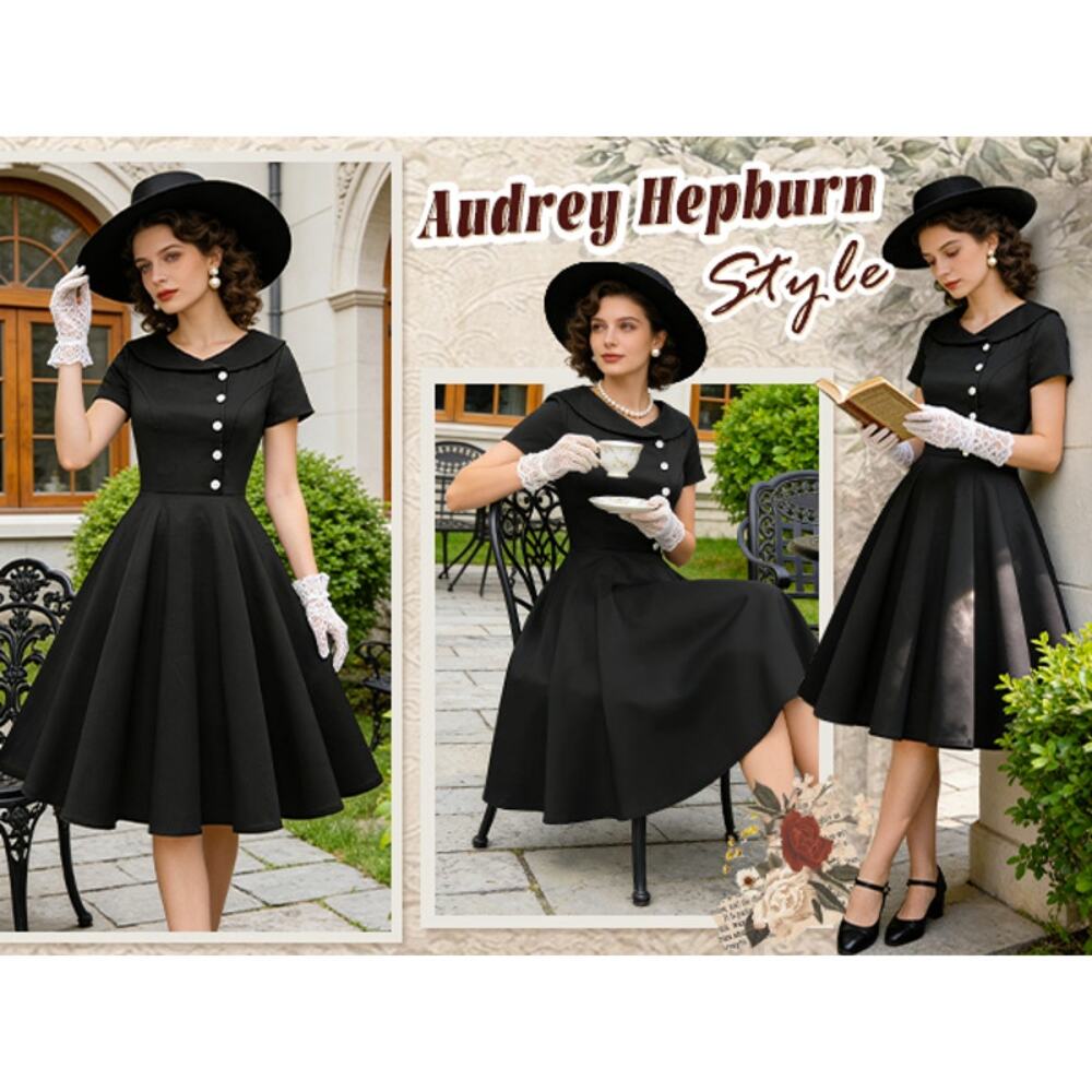 Retro Vintage Style Dress Audrey Hepburn - Picture 8 of 8